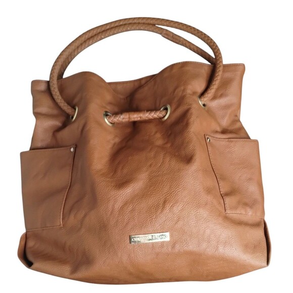 Christian Siriano Retro Look Brown Hobo Bucket Shoulder Bag Handbag - Picture 1 of 5